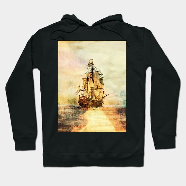 Sunset Ship Hoodie by djrbennett